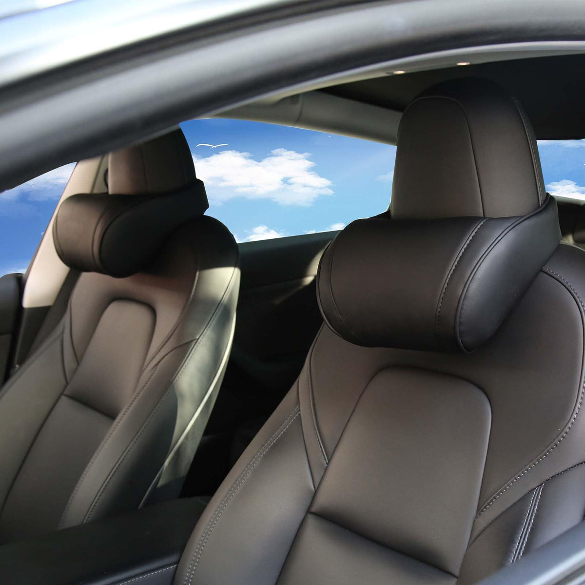 TOPABYTE car neck pillow front view shows memory foam comfort for long drives