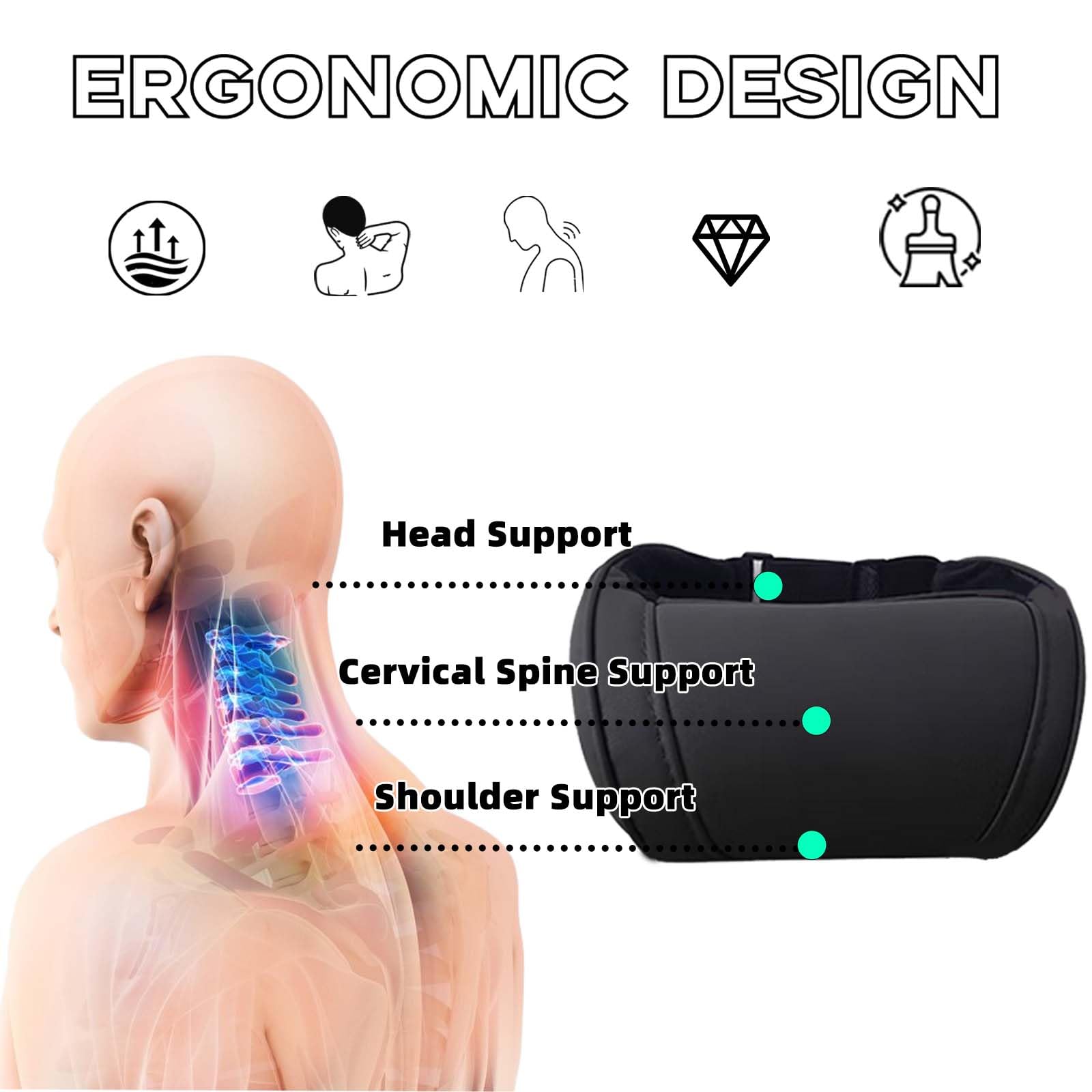 TOPABYTE neck pillow zipper back enables easy cleaning and maintenance