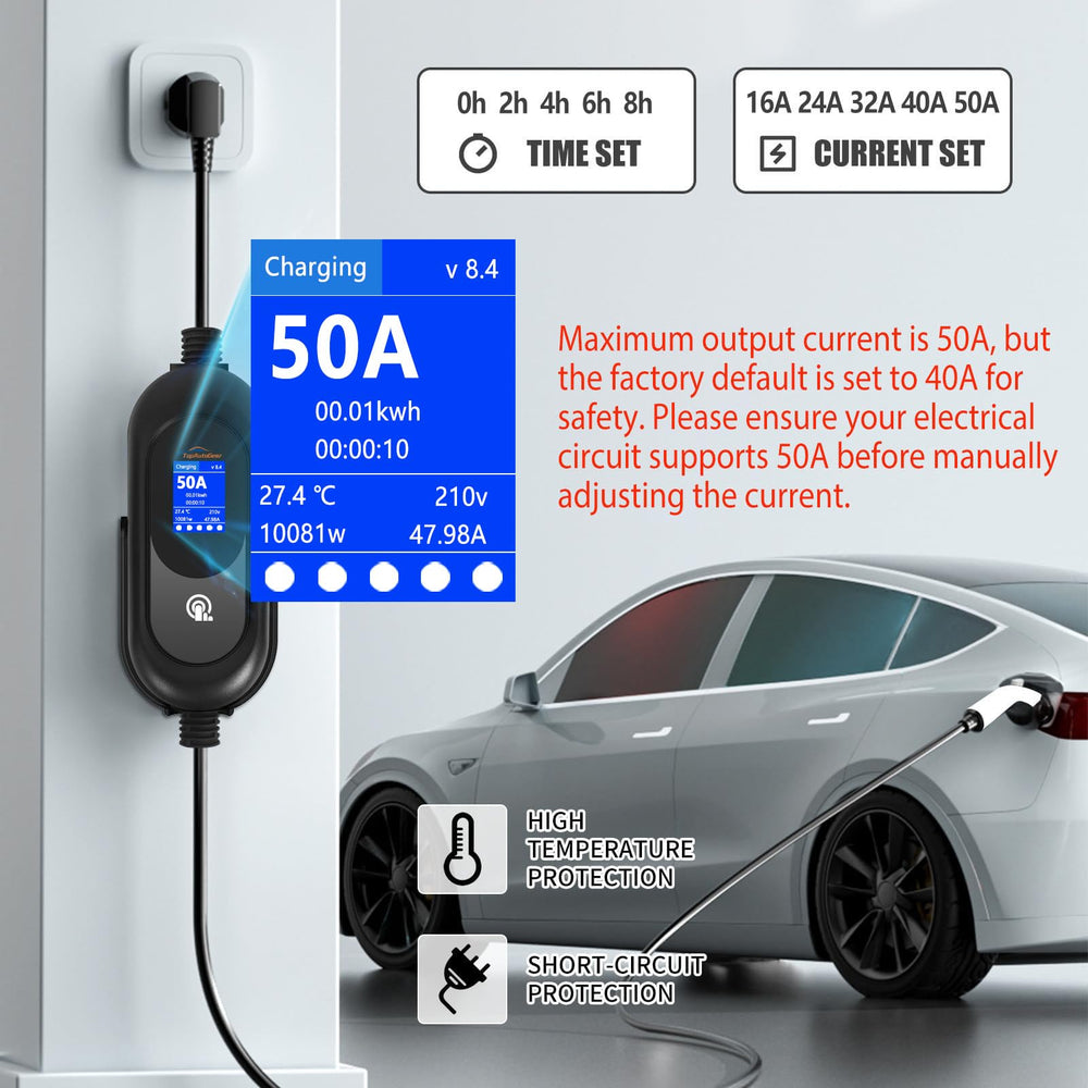 TopAutoGear EV Charger with 25ft cable for flexible charging.