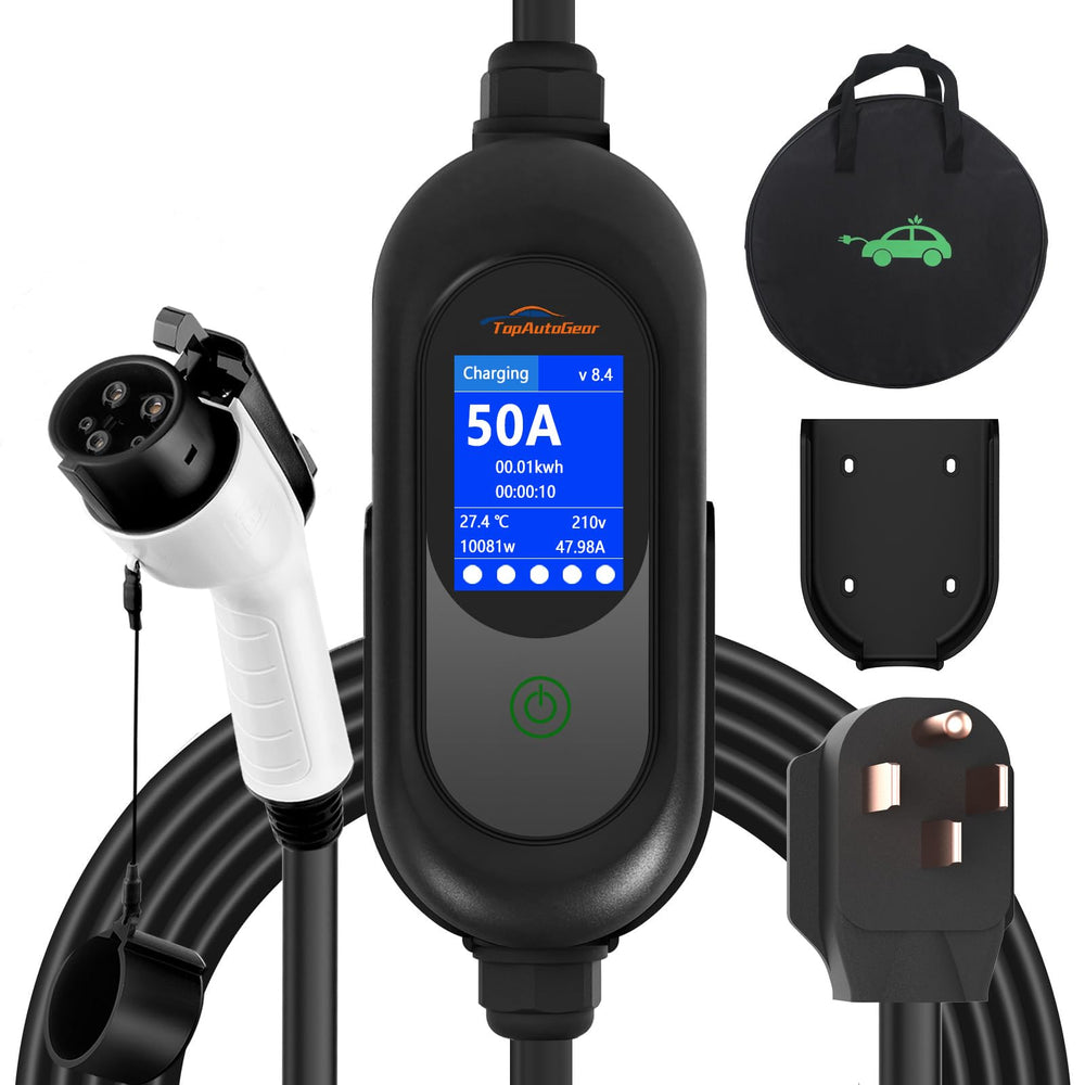 TopAutoGear Level 2 EV Charger LCD display for real-time monitoring.