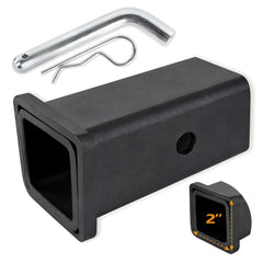 TOPBEE hitch adapter two-and-a-half-to-two exterior demonstrates universal compatibility for Class III/IV setups.