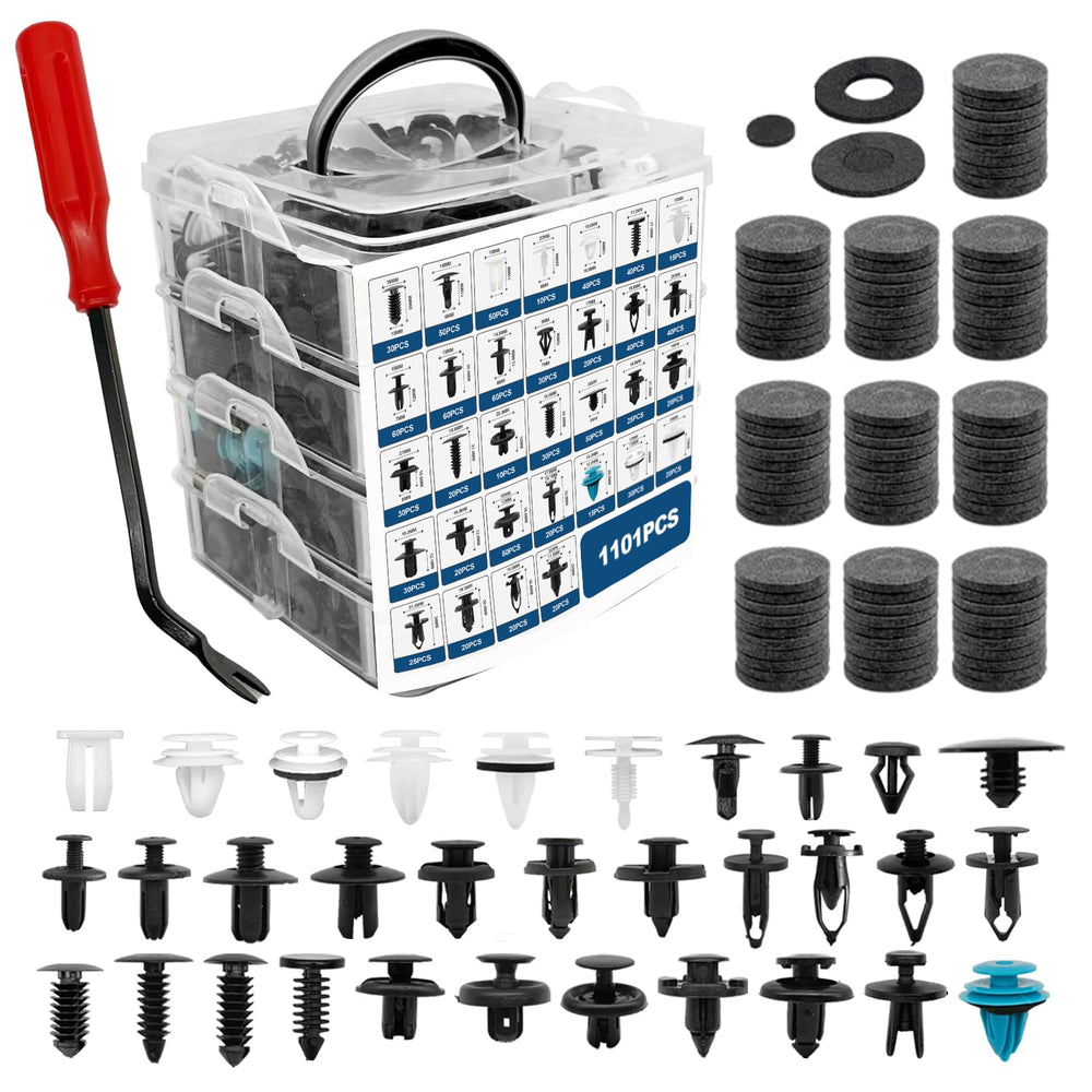 TOPCNOEM 1101PCS clips kit packaging organized for easy reuse and storage