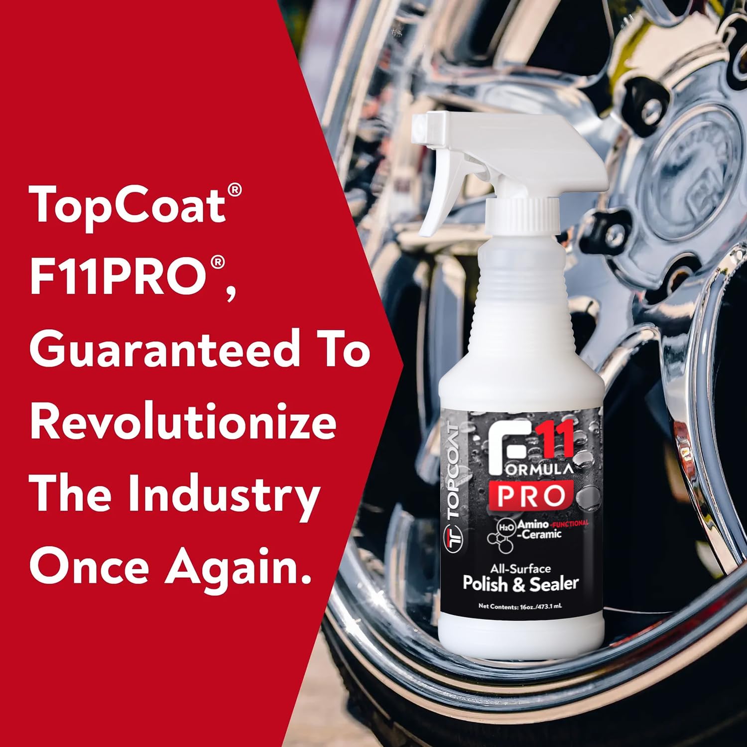 Shiny hydrophobic gloss achieved with F11PRO on vehicle exterior surfaces