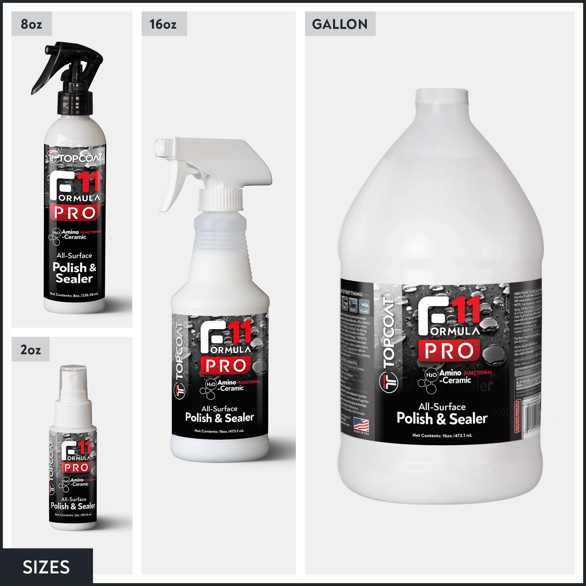 TopCoat F11PRO packaging and label for simple product selection