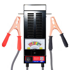 TOPDC car battery tester 6V/12V with secure carrying handle for easy transport.