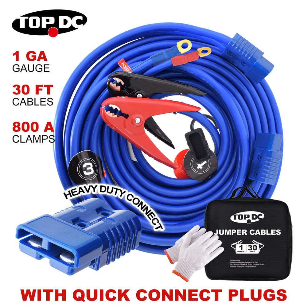 Emergency jump start readiness with high peak power from TOPDC cables.