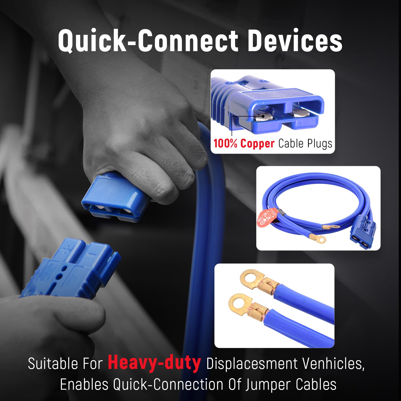 Insulated cables prevent shocks and resist wear in cold weather.