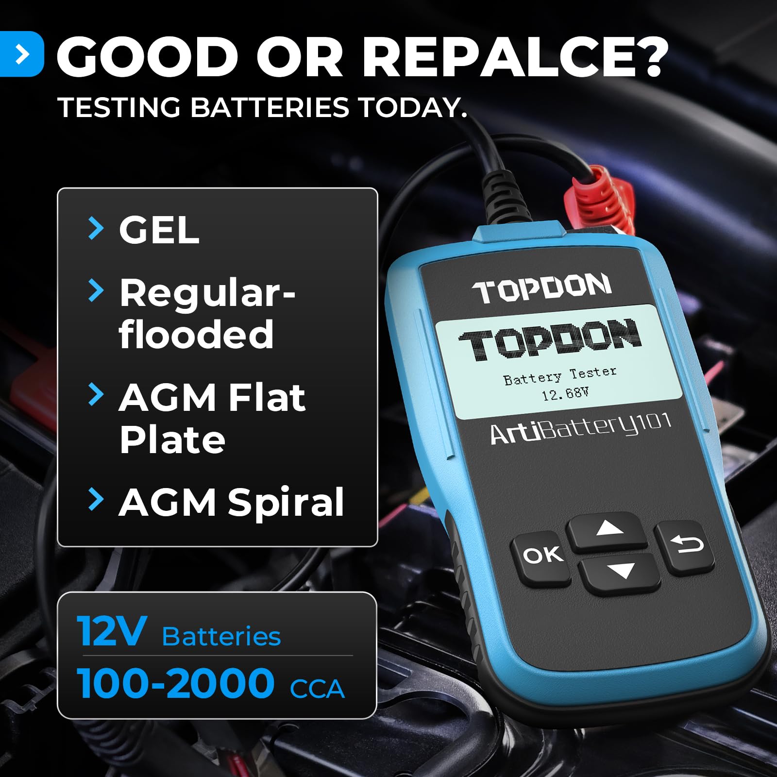 TOPDON AB101 backlit display for clear results in any lighting.