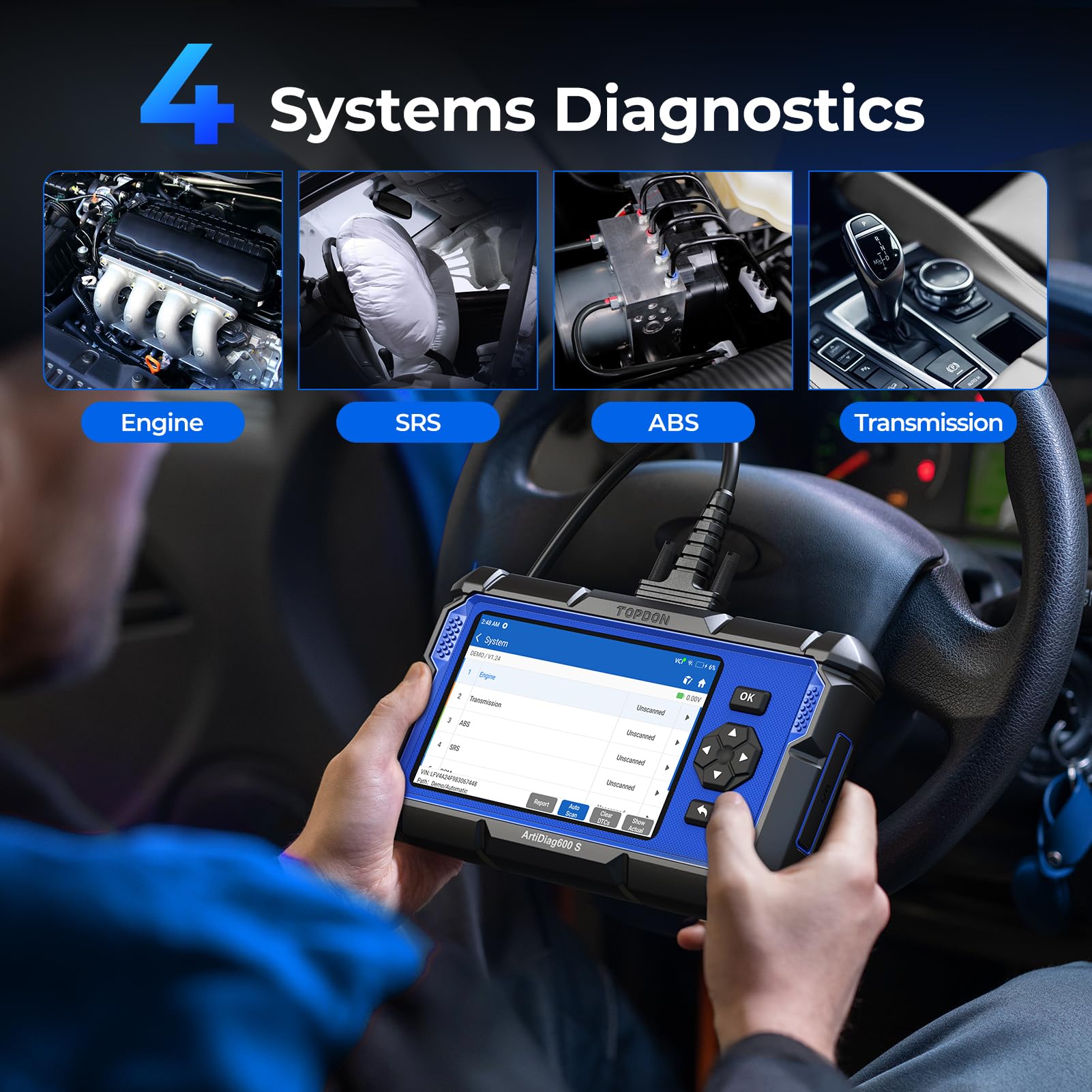 TOPDON AD600S 5-inch screen enables clear live data readouts
