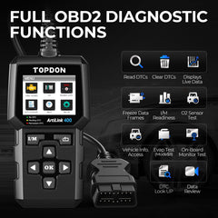 TOPDON AL400 with DTC lookup library clarifying codes for repairs