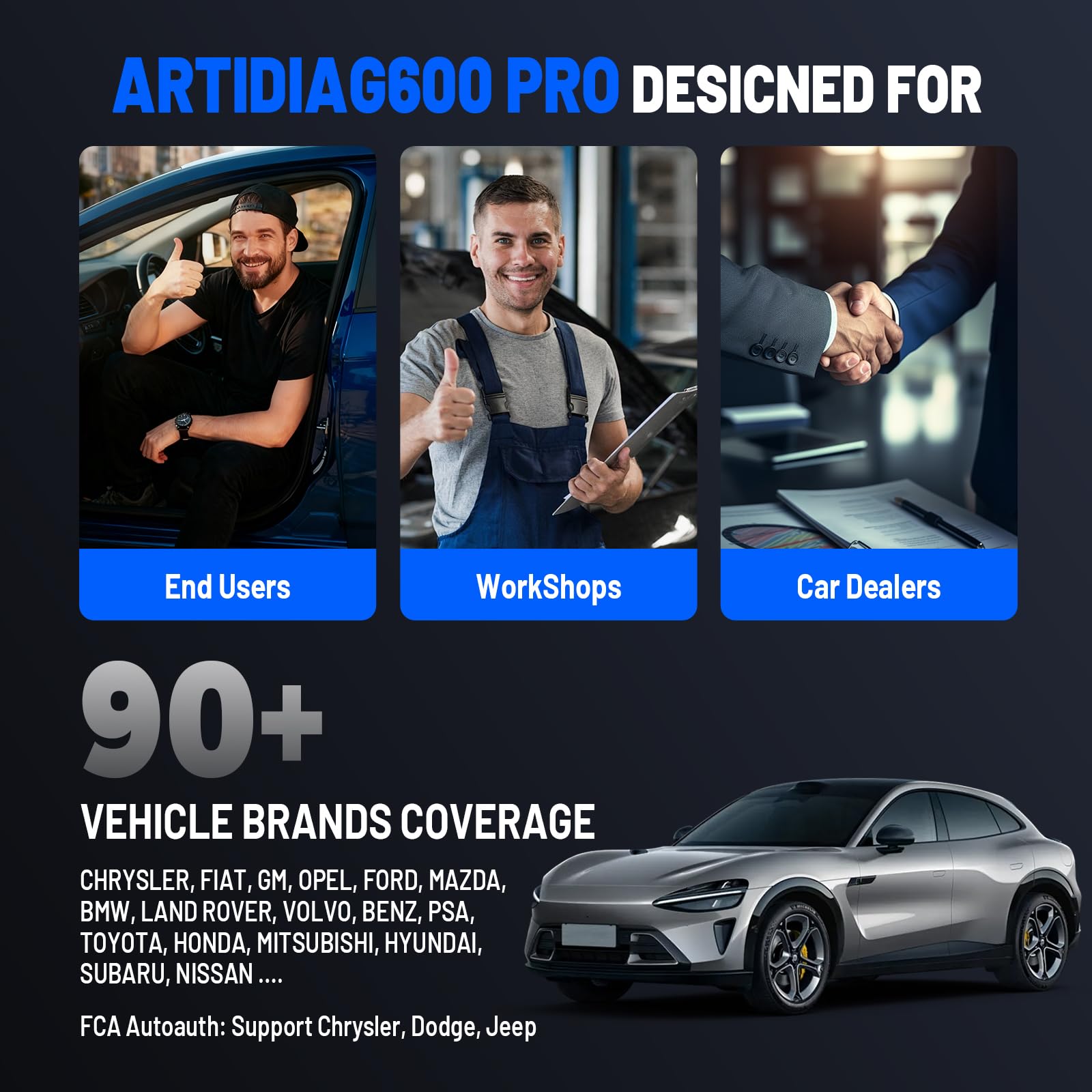 ECU Identification results from ArtiDiag600 Pro streamline diagnostics