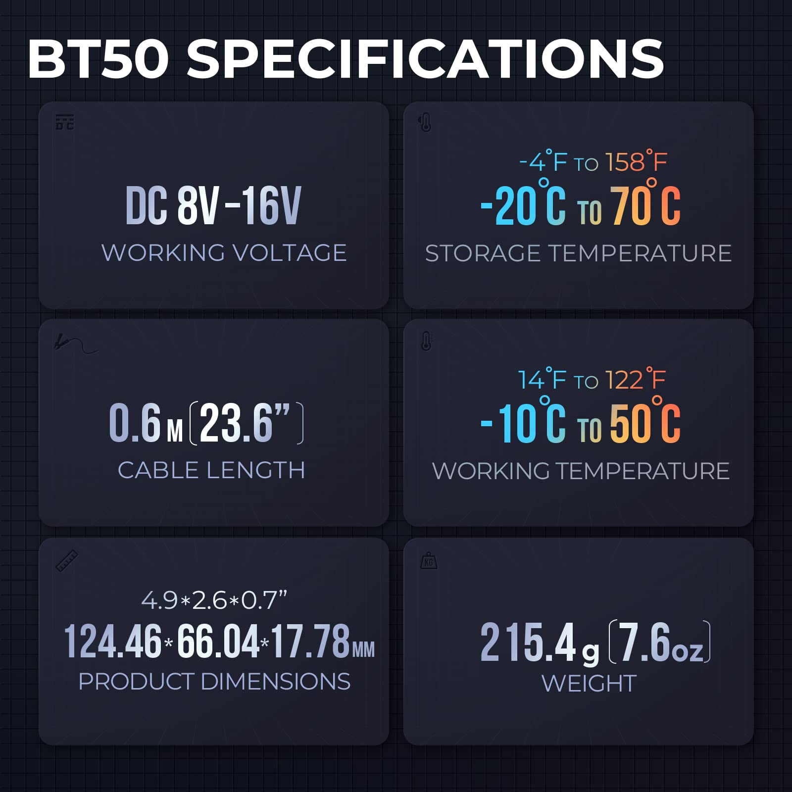 TOPDON BT50 multi-language interface supports global users.