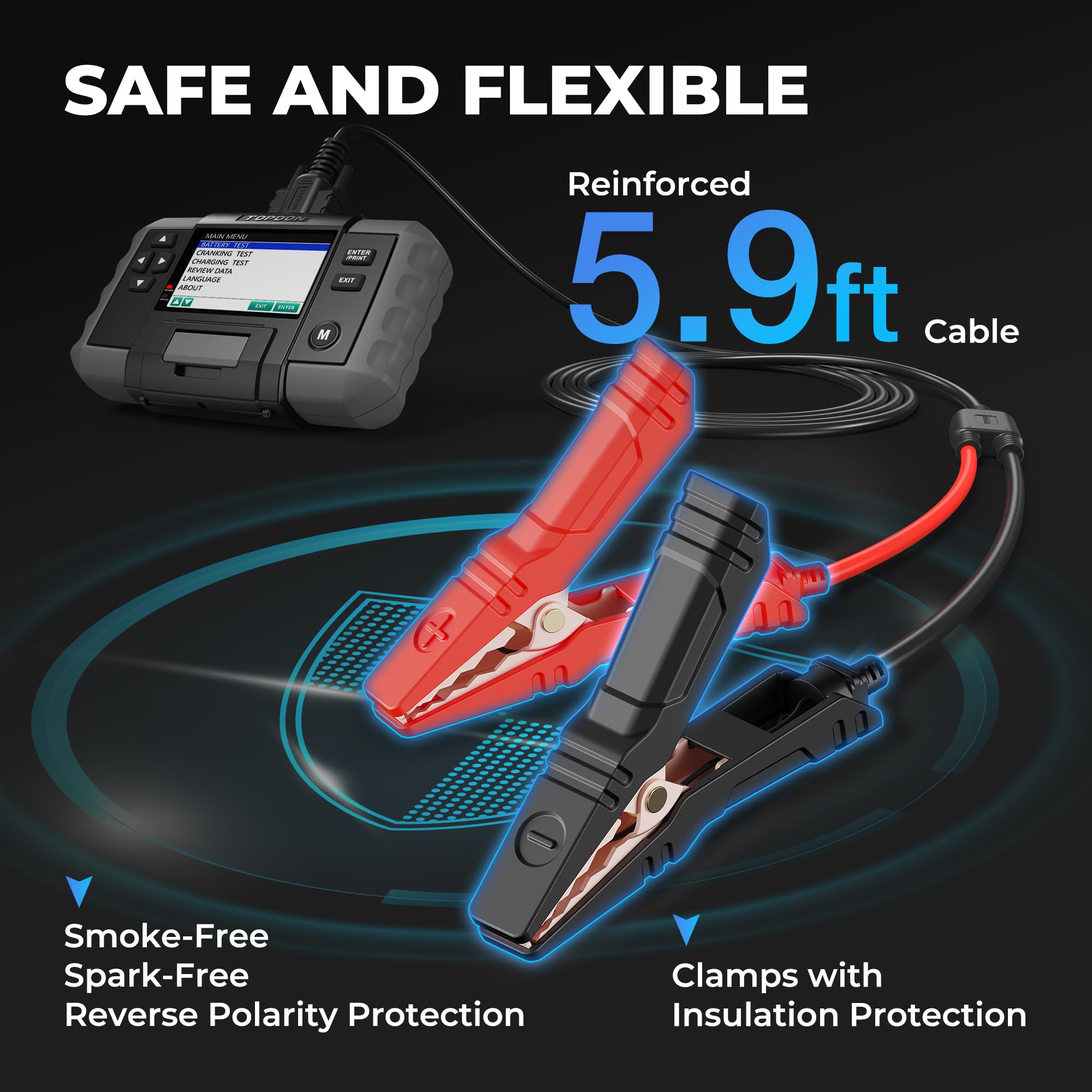 TOPDON BT600 tests 12V and 24V batteries across vehicles.