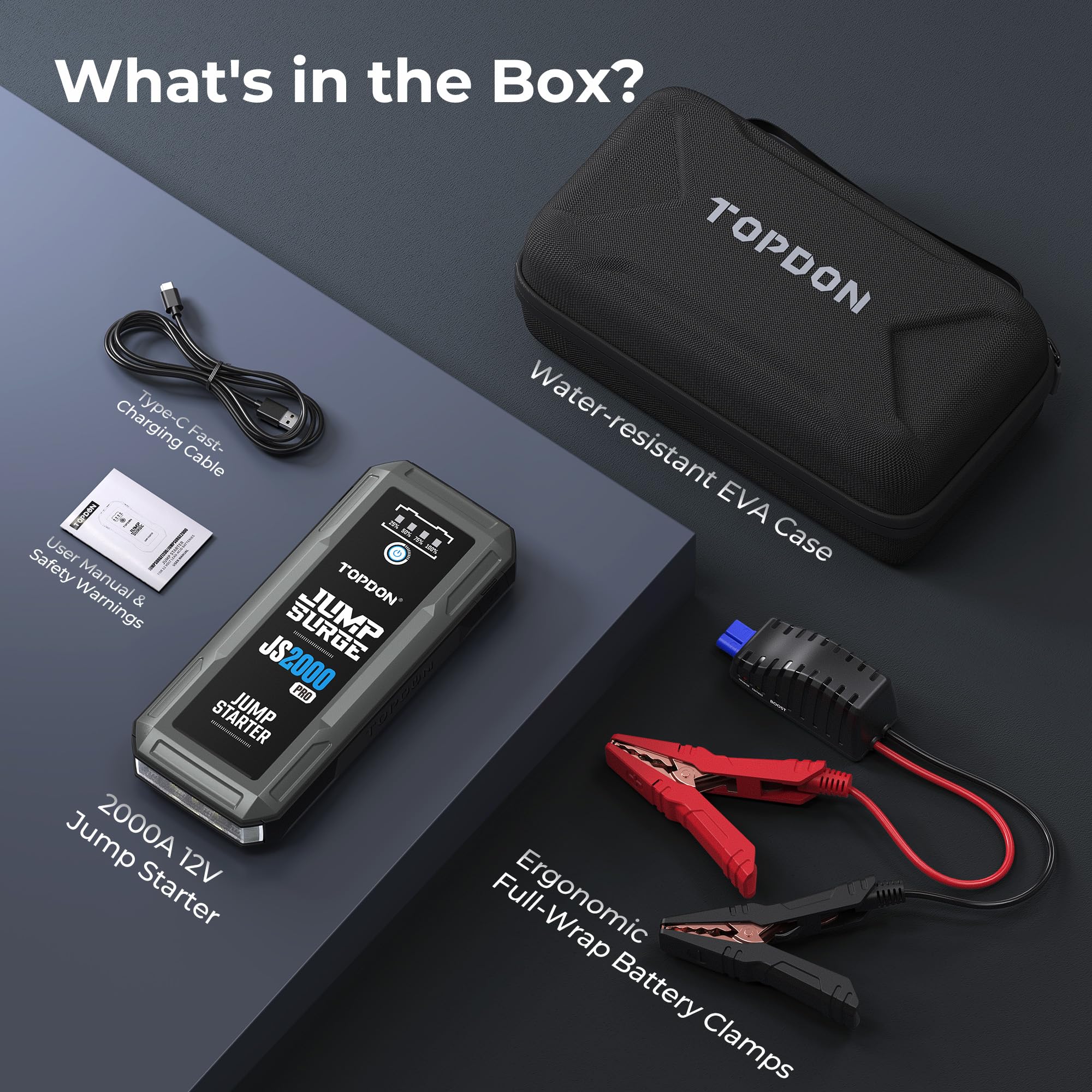TOPDON JS2000Pro portable power bank function charges phones and tablets