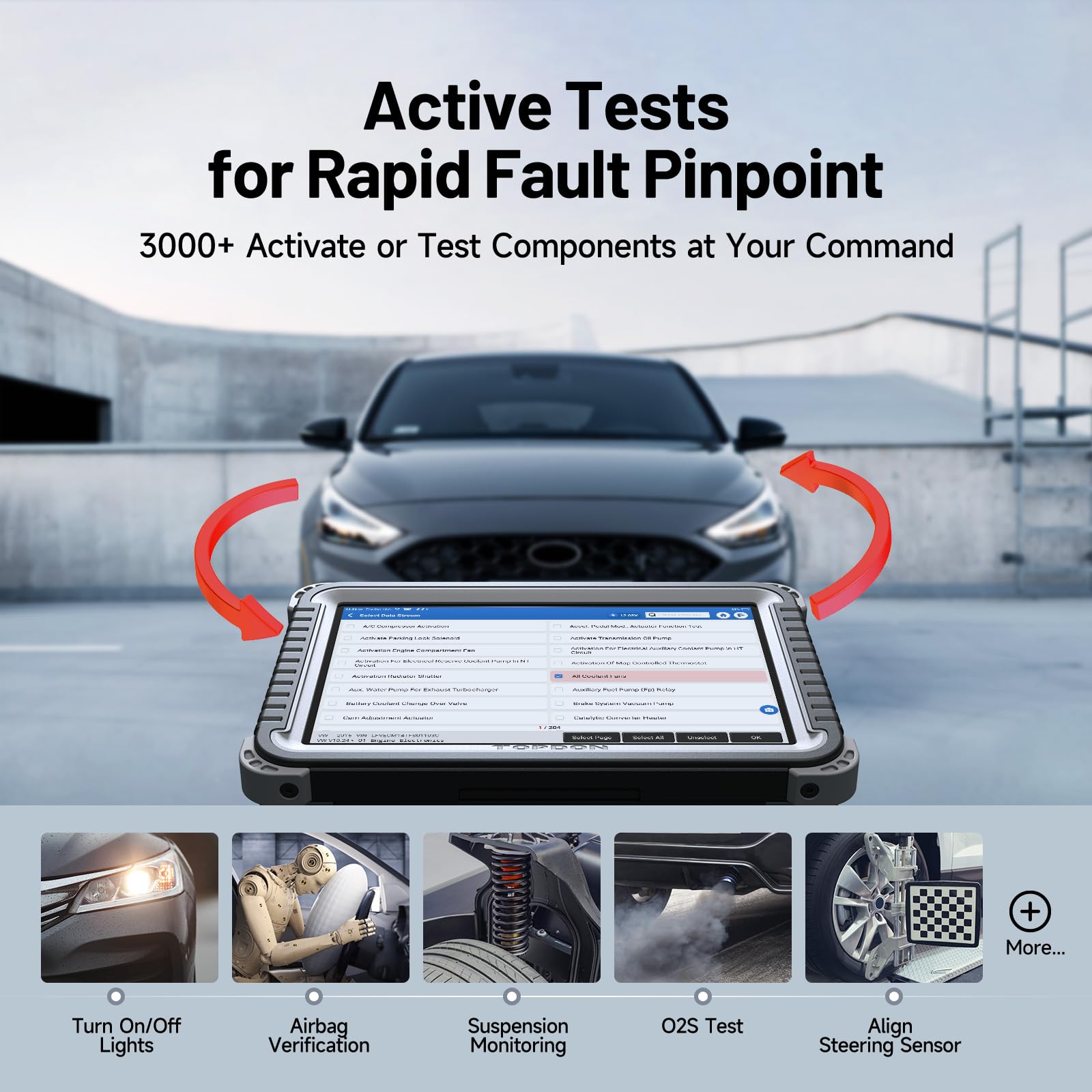TOPDON Phoenix Plus 2 bidirectional control enables real-time testing.