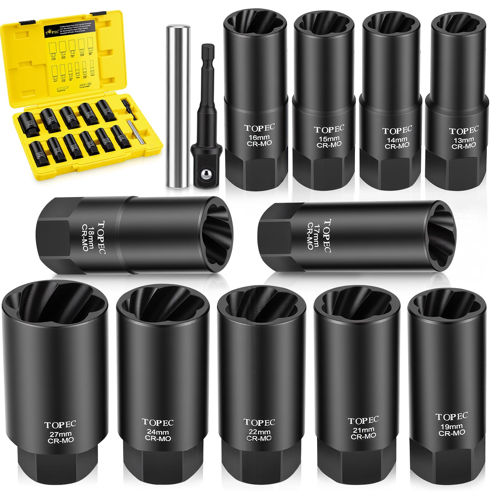 Topec lug nut remover kit in its case, ready for on-site use.