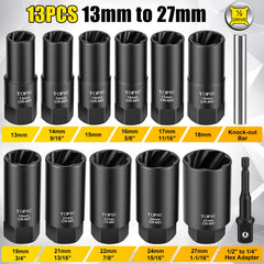 Topec 1/2-inch drive adapter with hex compatibility for tools.