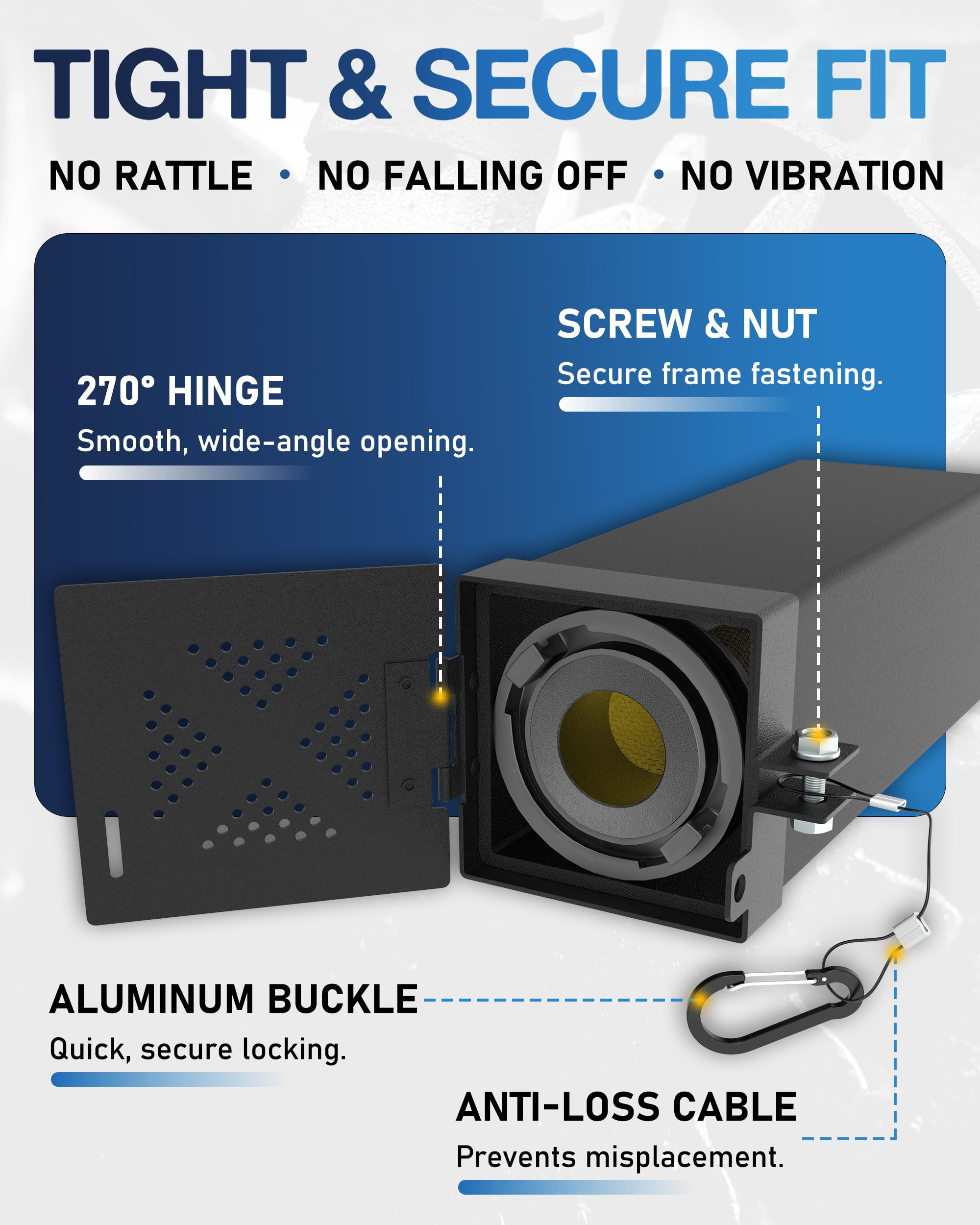TOPICK vent-hole end cap provides airflow to reduce moisture inside the bumper.