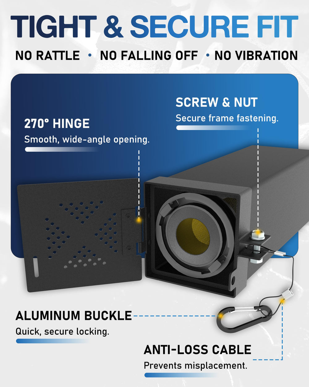 TOPICK vent-hole end cap provides airflow to reduce moisture inside the bumper.