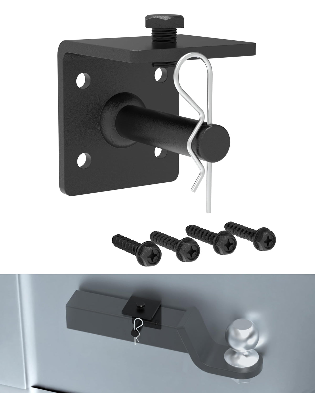 TOPICK Ball Mount Storage Sleeve attached to a 2-inch hitch keeping gear organized.