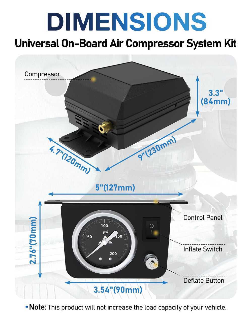 Topick in-cab control panel for real-time air pressure adjustments