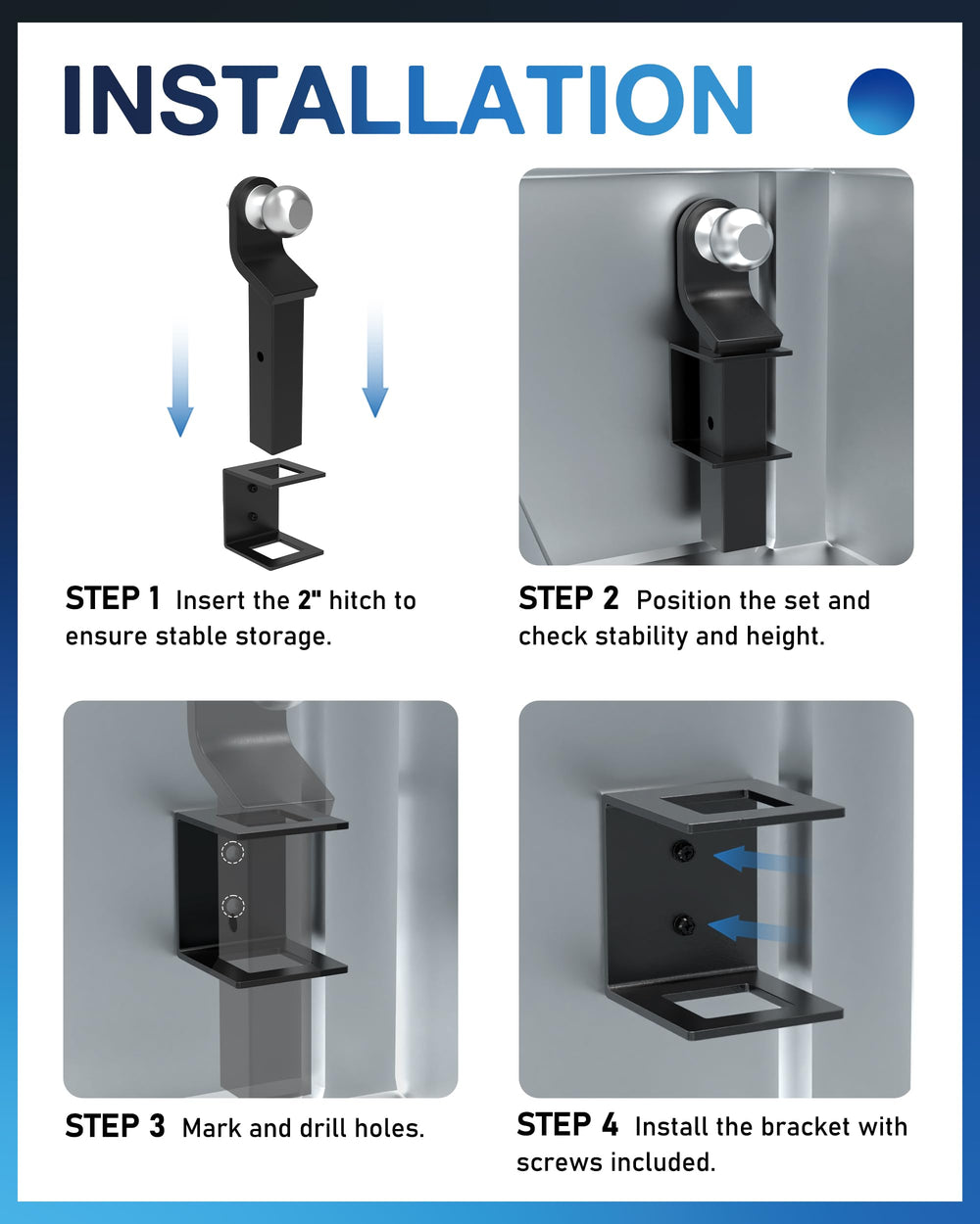 TOPICK easy-install hitch bracket with included hardware in use.