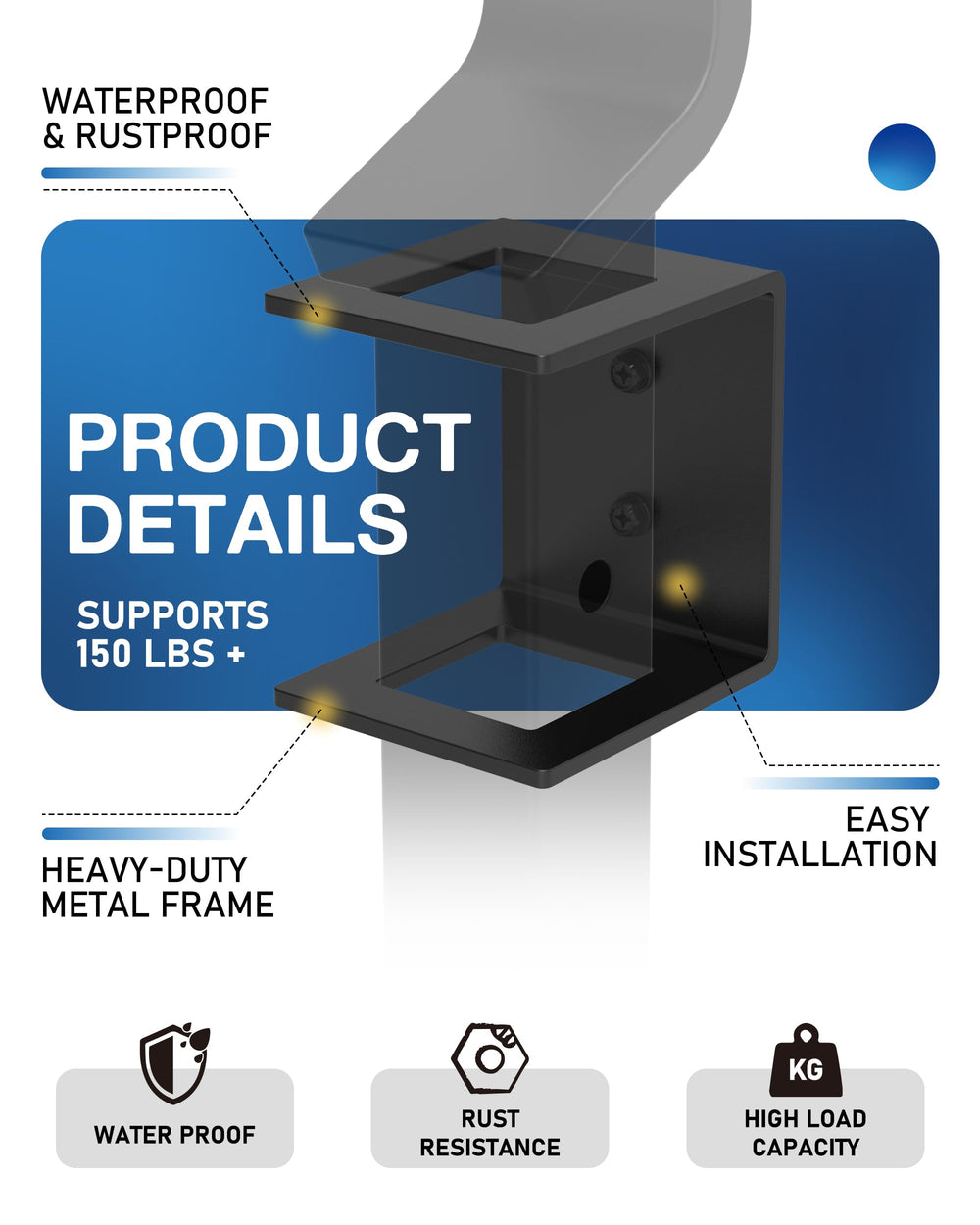 TOPICK heavy-duty hitch bracket with powder-coated finish resists rust and wear.