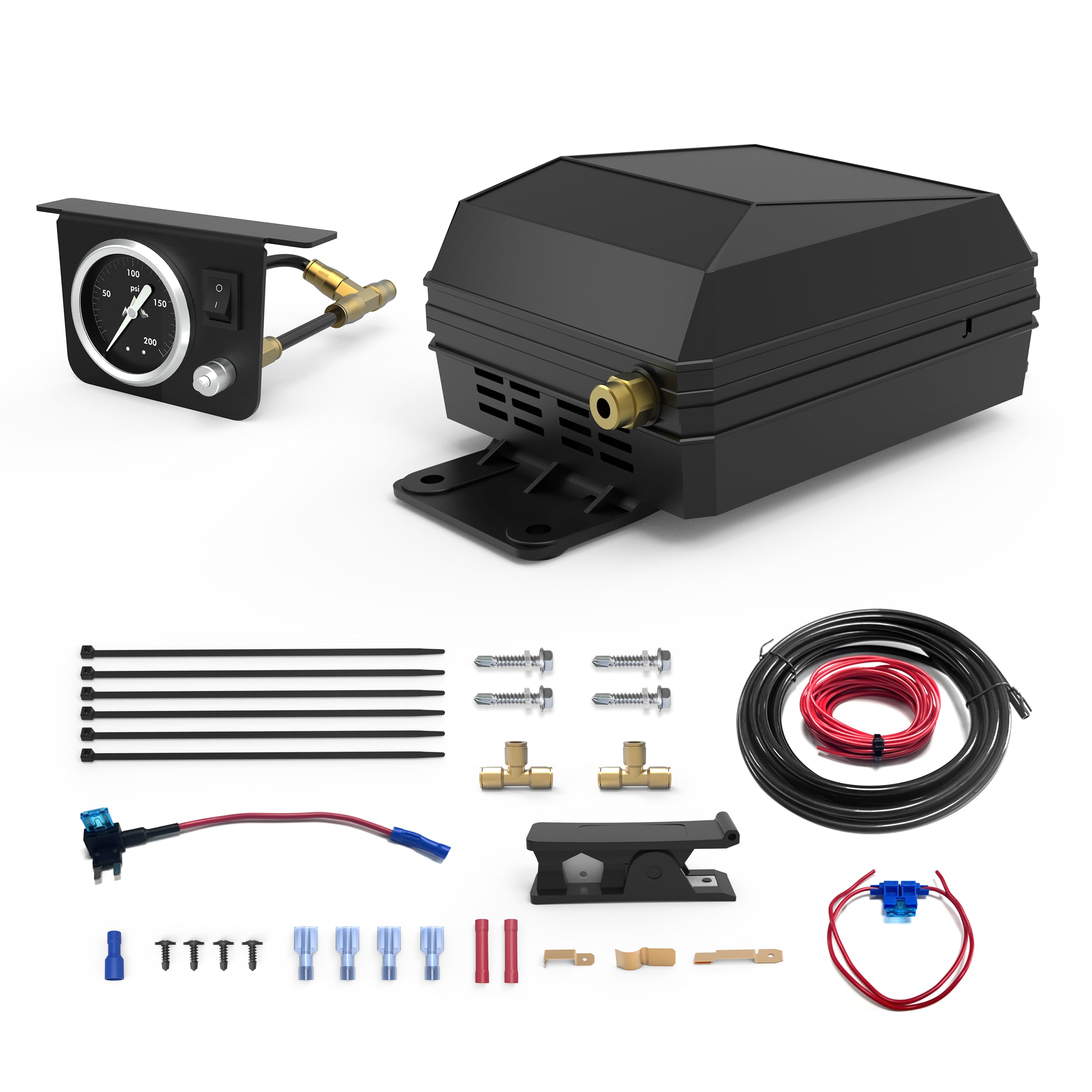 Topick onboard air compressor mounted under dash for easy cab access