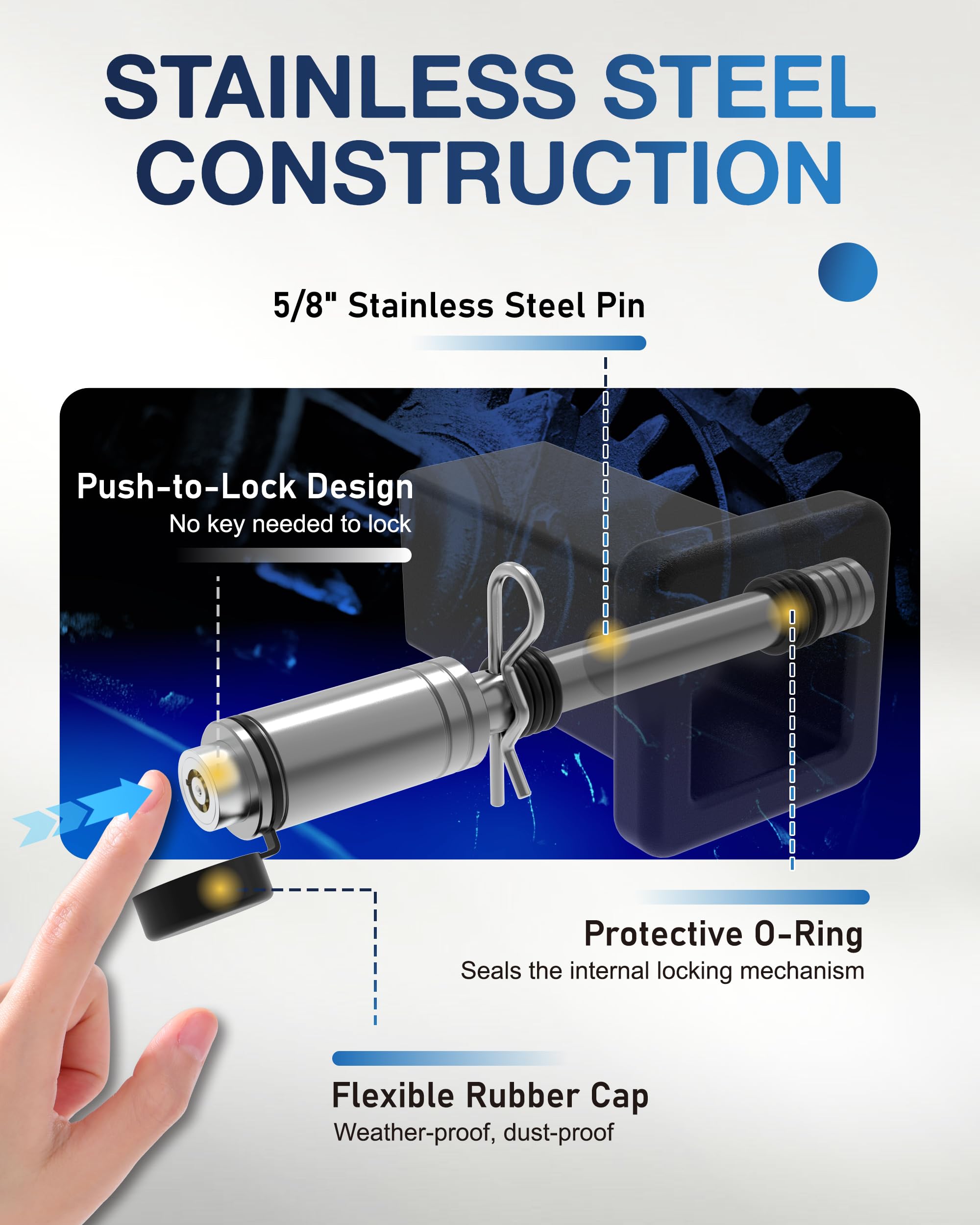 TOPICK lock pin fits 2 inch receivers for versatile towing setups