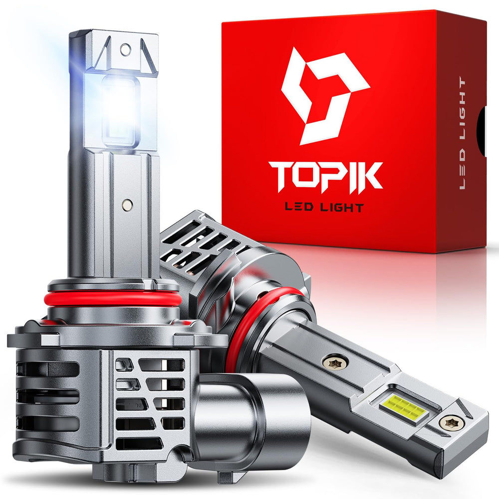 TOPIK 9005HB3 bulb front view delivers ultra-bright beam for night driving