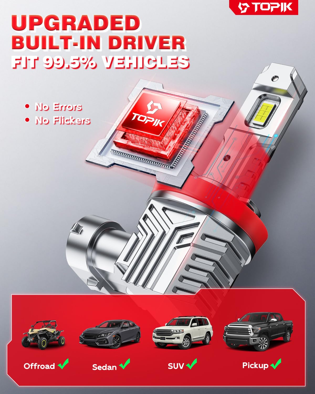 TOPIK fog-light compatible LED bulbs expand lighting versatility for foggy drives.