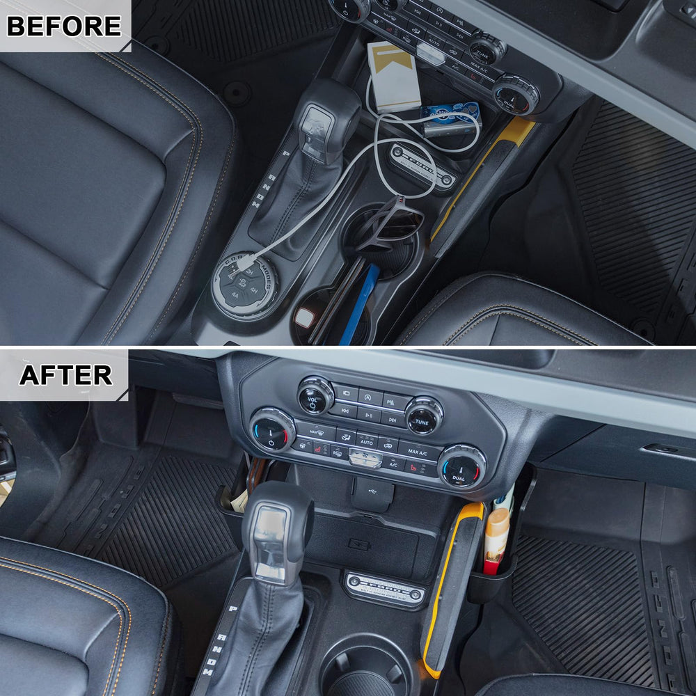 TOPINSTALL center console storage keeps daily essentials within easy reach in Bronco