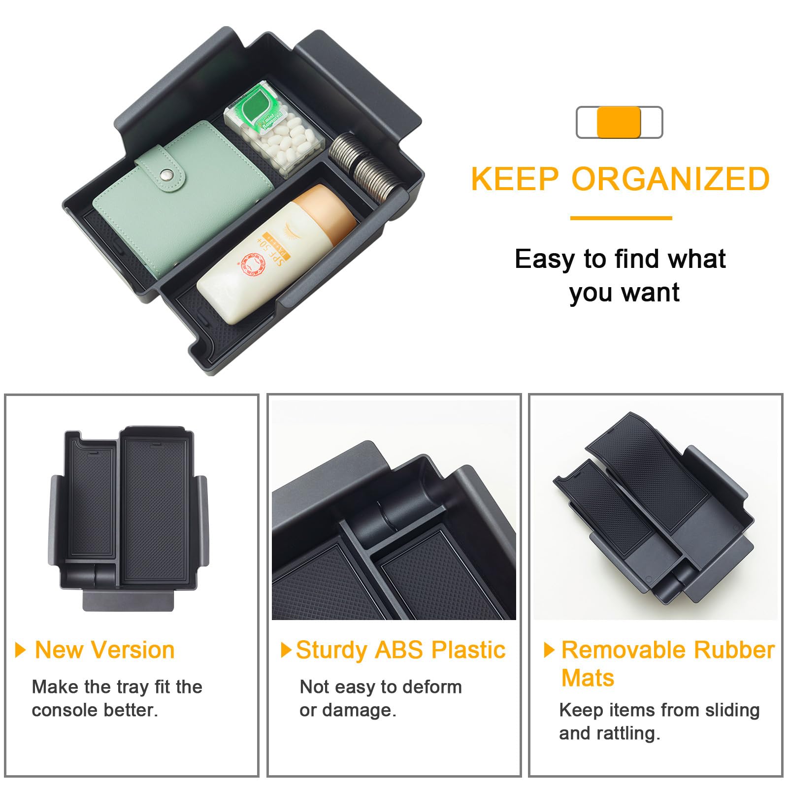 TOPINSTALL easy-install center console tray fits without modifications.