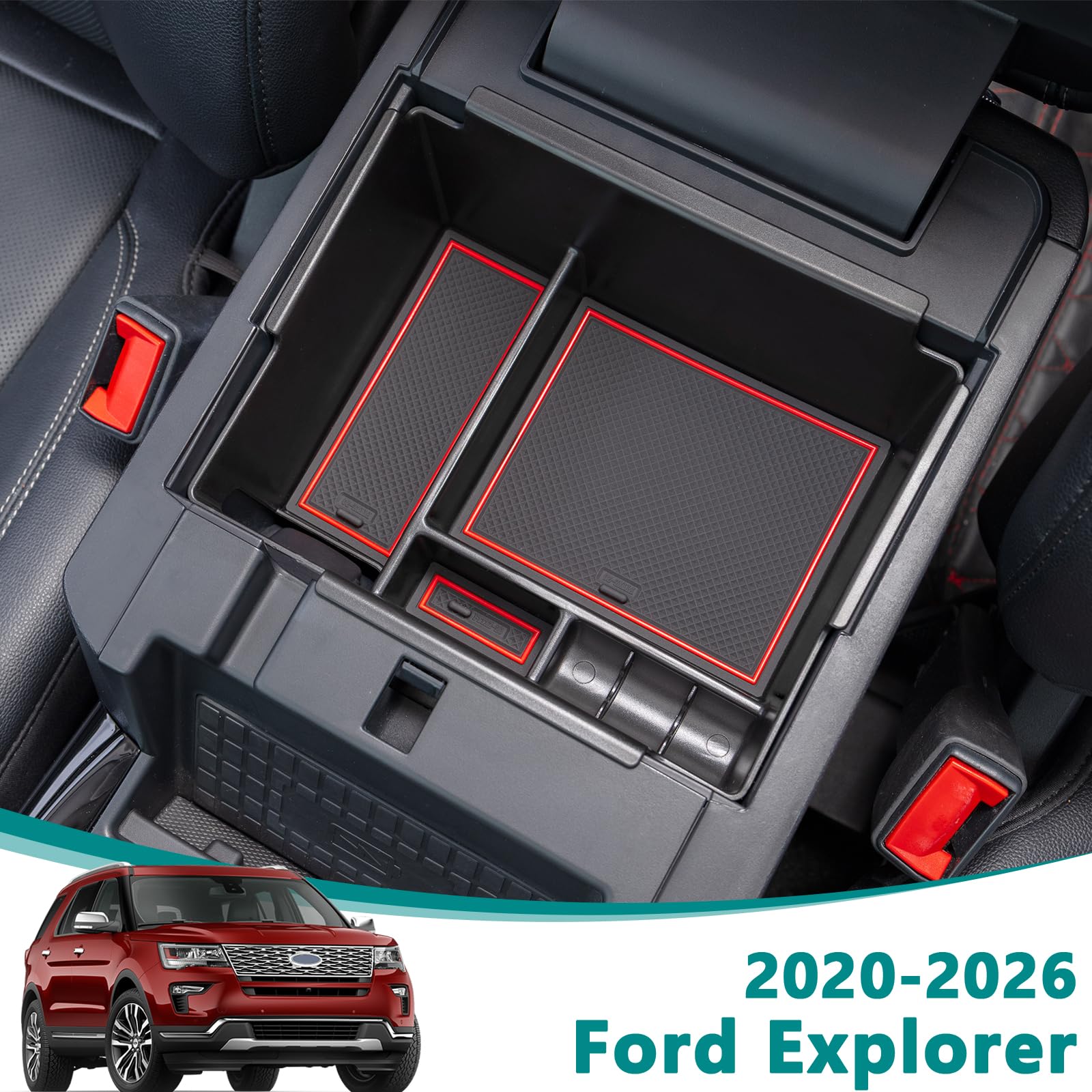 TopInstall Ford Explorer durable ABS plastic tray resists deformation for long-lasting use.