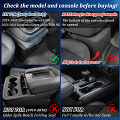 TopINSTALL hanging tray designed for split-bench Silverado/Sierra keeps essentials within reach.