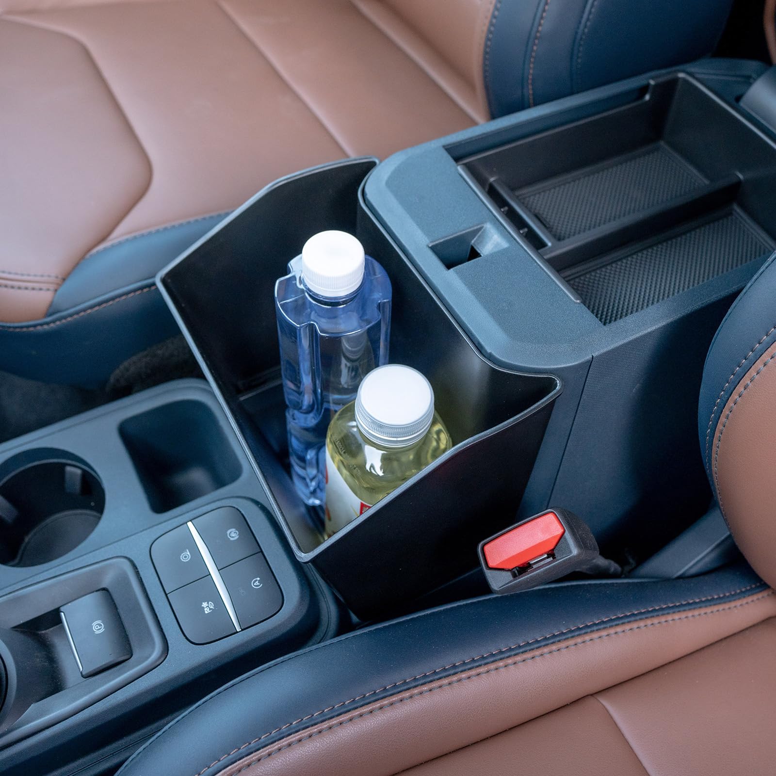 TOPINSTALL Maverick console storage box cup-holder area keeps drinks secure
