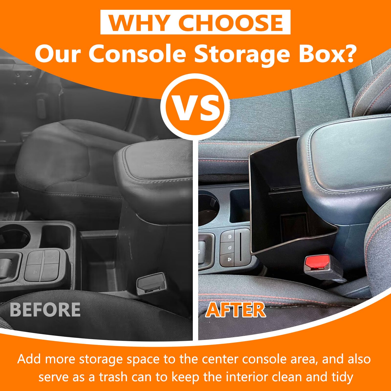 TOPINSTALL Maverick console storage box with lid open for easy access
