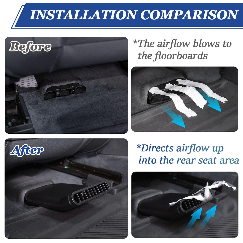 TOPINSTALL rear-seat airflow boost helps passengers stay comfortable on long drives.