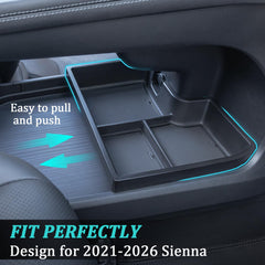 TOPINSTALL organizer shows USB-port reserved space keeps charging area clear for Sienna.