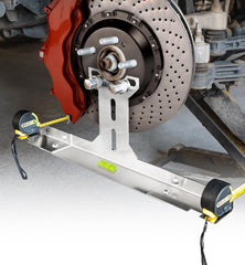 Toplamper wheel alignment tool front view shows toe plates for precise checks