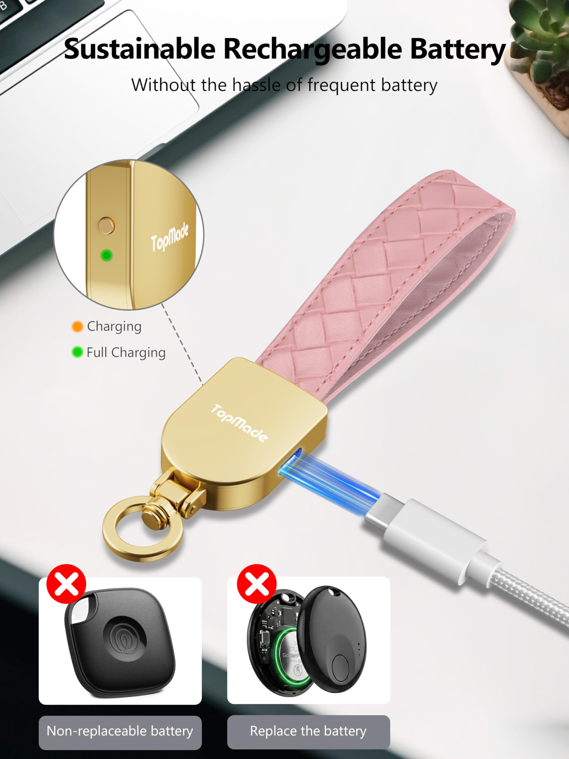 TopMade keychain with D-buckle and spring clip securely holding keys