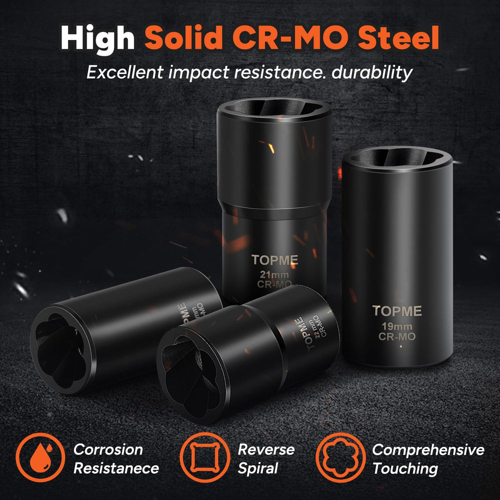 Topme 19mm extractor delivers strong torque on rusted bolts.