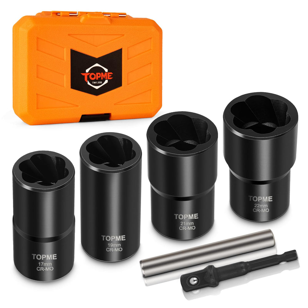 Topme lug nut removal tool with half-inch drive kit for quick wheel repairs.