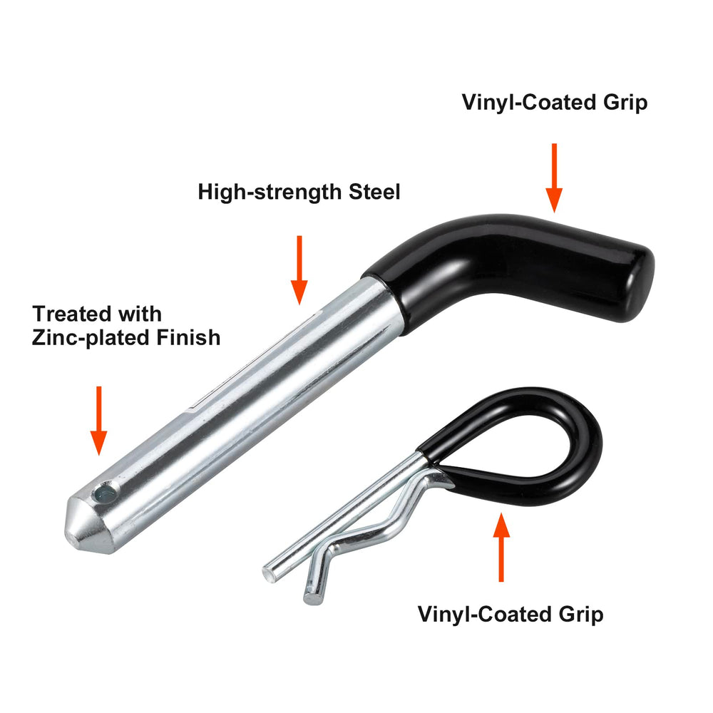TOPSHINE five-eighths diameter hitch pin with vinyl grip for easy handling