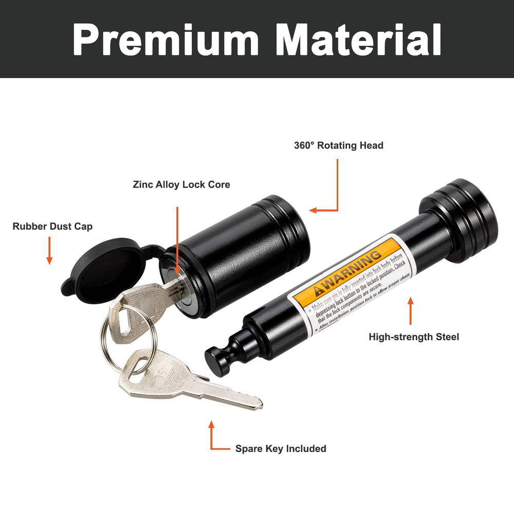 TOPSHINE hitch pin lock fits most 2-inch receivers in Class III/IV setups.