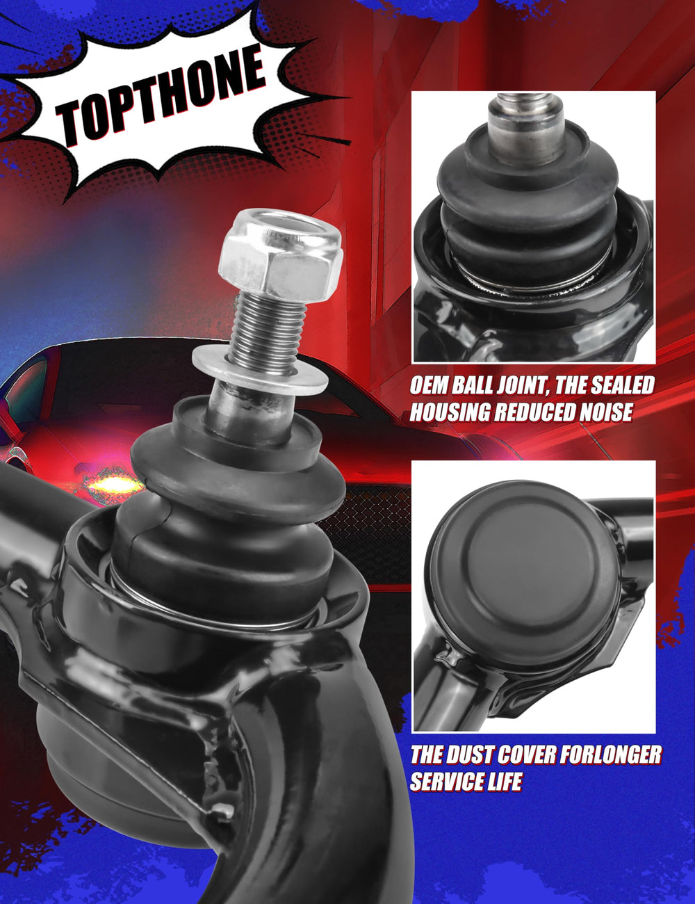 TOPTHANE improved-handling front upper control arm enhances stability for daily driving.