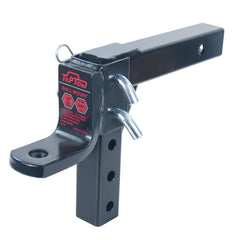 TOPTOW hitch with 10-inch drop and 8-3/4-inch rise for level towing.