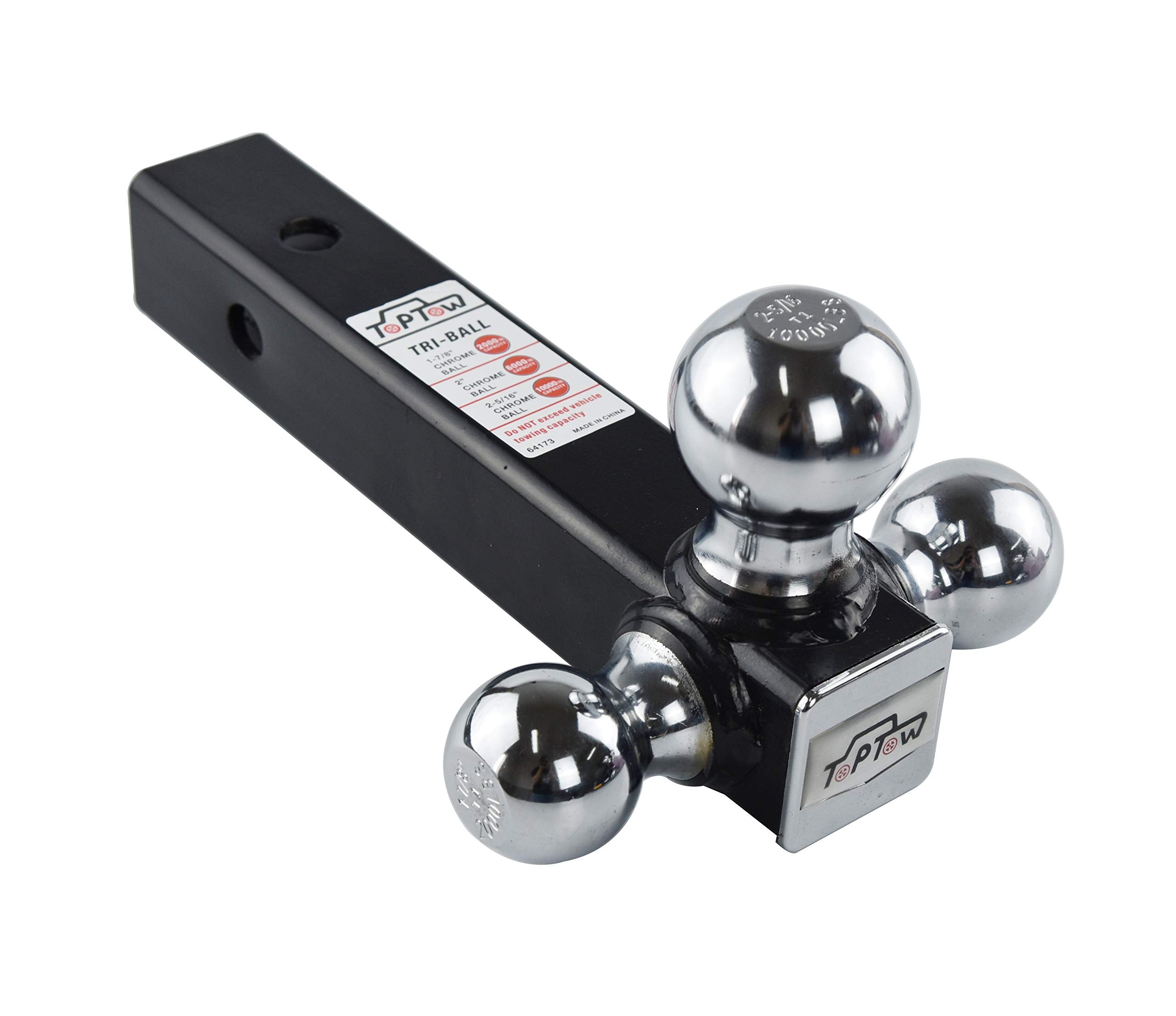 TOPTOW tri-ball mount fits 2-inch receivers for flexible towing