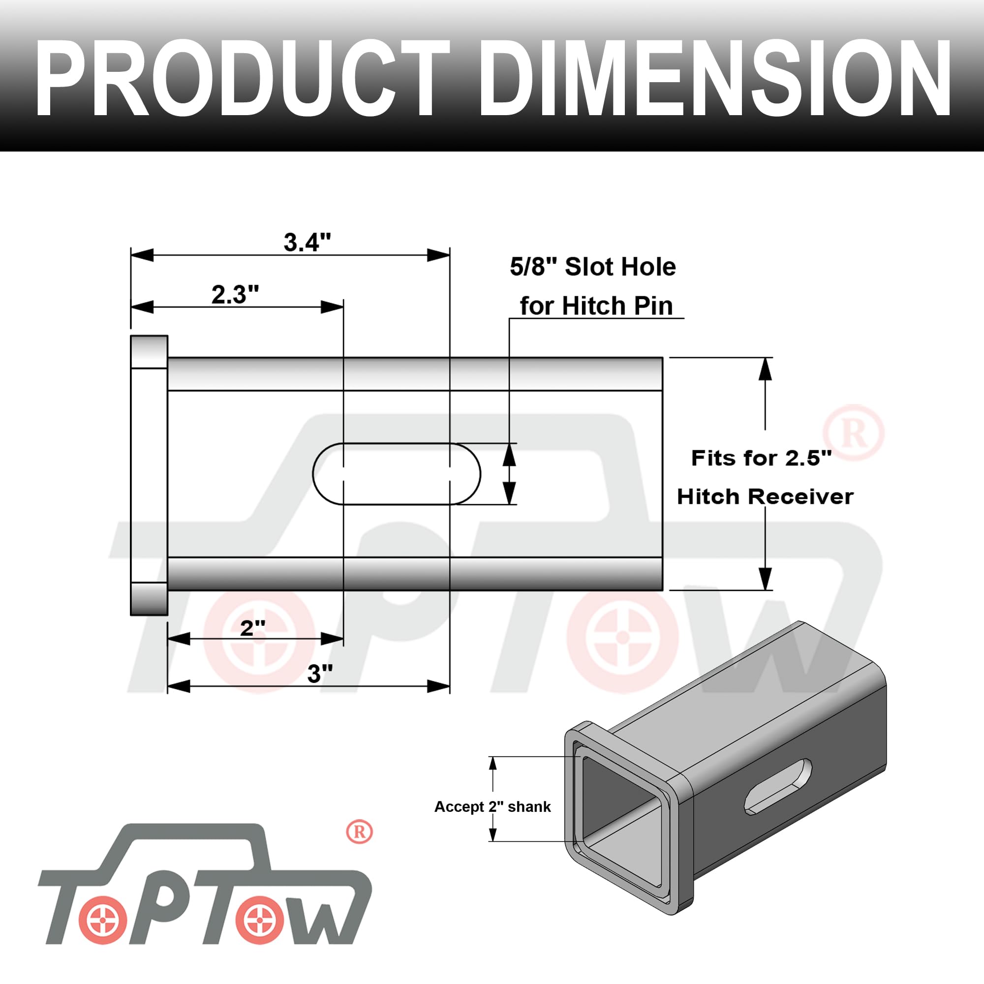 TOPTOW 64028S universal 5/8 inch hole supports hitch pin kit or lock
