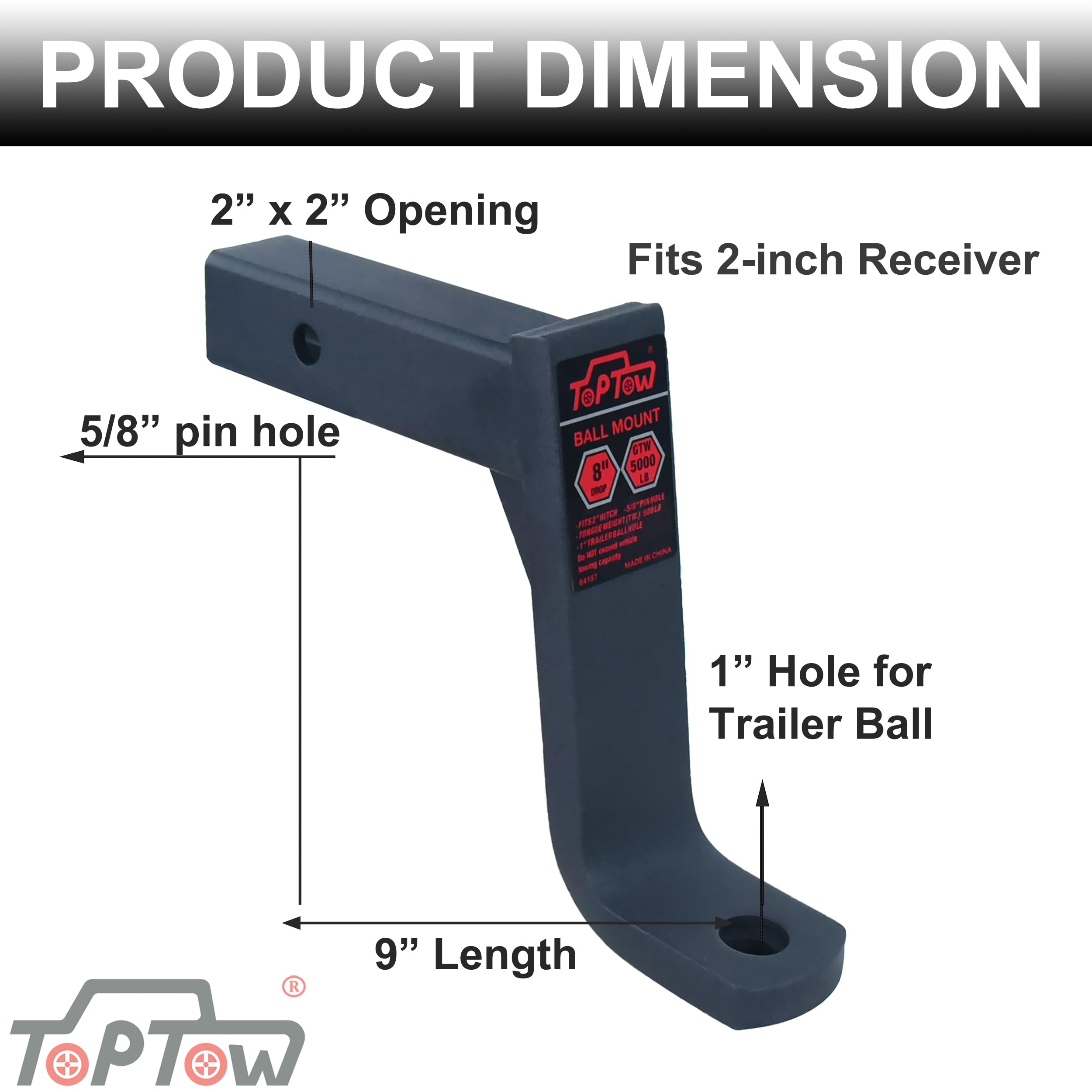 TOPTOW 64167 matte black powder coat finish provides corrosion resistance outdoors